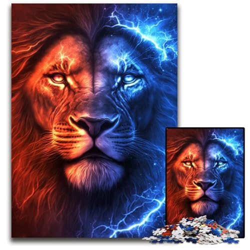Buntes Galaxie-Löwen-Puzzle 1000 Teile für Erwachsene Schwierige Puzzles für Erwachsene Herausforderndes Denkspiel - Entspannendes Spielzeug für Teenager 50x75CM/19.68x29.52inch von XHAXING