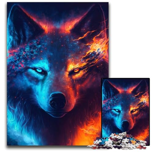 Buntes Wolf-Puzzle 1000 Teile für Erwachsene Schwierige Puzzles für Erwachsene Spaß bei Aktivitäten zu Hause, Geburtstagsgeschenk, Reisegeschenk 26x38cm von XHAXING