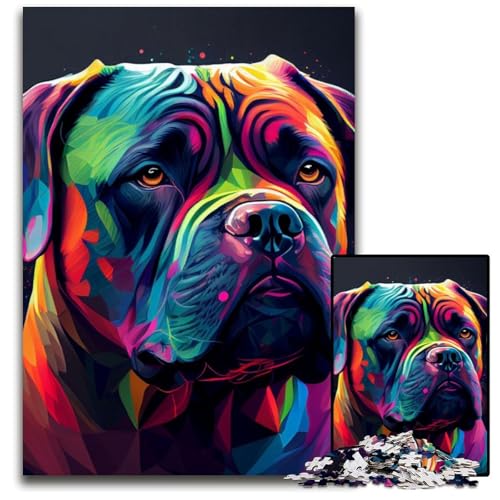 Cane Corso Bunte Puzzles 1000 Teile für Erwachsene Schwierige Puzzles für Erwachsene Herausforderndes Denkspiel - Entspannendes Spielzeug für Teenager 50x75CM/1968x2952inch von XHAXING