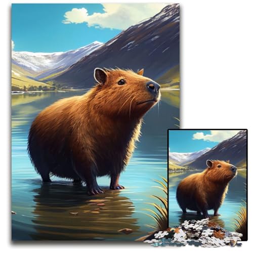 Capybara-Tierpuzzle, 1000 Teile, Holzpuzzle für Erwachsene, Heimdekoration und Urlaubsspaß, 50x75cm Capybara-Tierpuzzle, 1000 Teile, Holzpuzzle für Erwachsene, Heimdekoration und Urlaubsspaß, 50x75cm von XHAXING