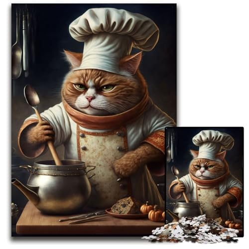 Chef Cat 1000-teiliges Puzzle, Holzpuzzle für Erwachsene, ideal für Teenager und Sammler, Reisegeschenk, Familienaktivität, 50x75cm Chef Cat 1000-teiliges Puzzle, Holzpuzzle für Erwachsene, ideal für Teenager und Sammler, Reisegeschenk, Familienaktivität, 50x75cm von XHAXING