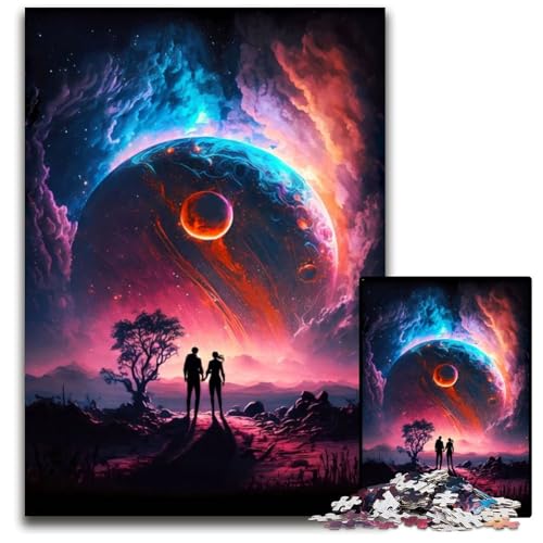Cosmic Love Planetary 1000-teiliges Puzzle aus Holz, Denksportaufgabe, Teenager und Heimdekoration, 50x75cm von XHAXING