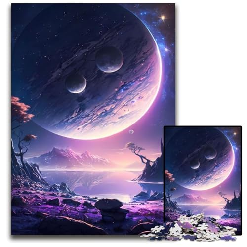 Cosmos Mountain Lake 1000-Teile-Puzzle für Erwachsene, Holzpuzzle, Entspannung und Herausforderung, farbenfrohe Heimdekorationskunst, Freunde, 26 x 38 cm von XHAXING