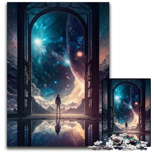 Die Tür zum Unbekannten, 1000-teiliges Puzzle, DIY-Dekoration, Gehirn-Herausforderung, für Erwachsene, Familie, 26 x 38 cm von XHAXING
