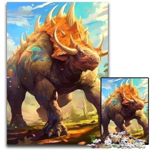 Dinosaurier-Triceratops-Puzzle mit 1000 Teilen für Erwachsene, Puzzle, ideal für Familienspaß, Entspannung, 26 x 38 cm von XHAXING