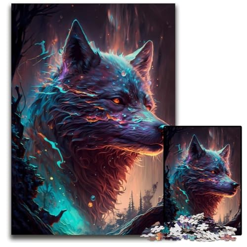 Fanciful Wolf Puzzles 1000 Teile für Erwachsene Schwierige Puzzles für Erwachsene Herausforderndes Denkspiel - Entspannendes Spielzeug für Teenager 50x75CM/1968x2952inch von XHAXING