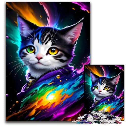 Fantasy Galaxy Kitten 1000-teiliges Puzzle aus Holz, DIY-Dekoration, Denksportaufgabe, für Erwachsene, Familie, 50x75cm Fantasy Galaxy Kitten 1000-teiliges Puzzle aus Holz, DIY-Dekoration, Denksportaufgabe, für Erwachsene, Familie, 50x75cm von XHAXING