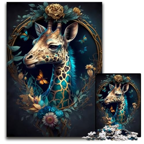 Giraffen-Folklore-Puzzles für 1000 Teile, Holzpuzzles, anspruchsvolles DIY-Denkspiel, perfektes Familienspiel oder dekoratives Geschenk, 50x75cm Giraffen-Folklore-Puzzles für 1000 Teile, Holzpuzzles, anspruchsvolles DIY-Denkspiel, perfektes Familienspiel oder dekoratives Geschenk, 50x75cm von XHAXING