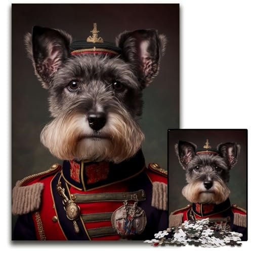 Hund in Militäruniform-Puzzles für 1000 Teile aus Pappe, anspruchsvolles DIY-Denkspiel, perfektes Familienspiel oder dekoratives Geschenk, 26x38cm Hund in Militäruniform-Puzzles für 1000 Teile aus Pappe, anspruchsvolles DIY-Denkspiel, perfektes Familienspiel oder dekoratives Geschenk, 26x38cm von XHAXING