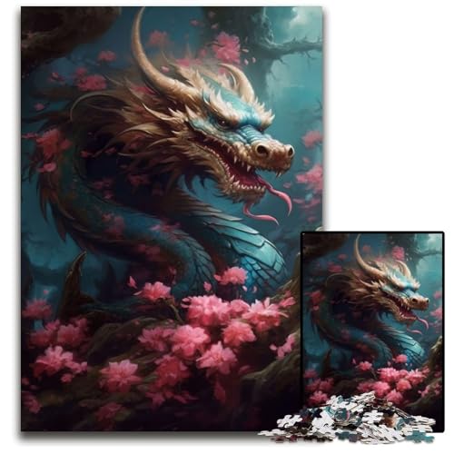 Japanisches Drachenkirsch-Puzzle 1000 Teile für Erwachsene Schwierige Puzzles für Erwachsene Herausforderndes Denkspiel - Entspannendes Spielzeug für Teenager 26X38CM/1023x1496inch von XHAXING