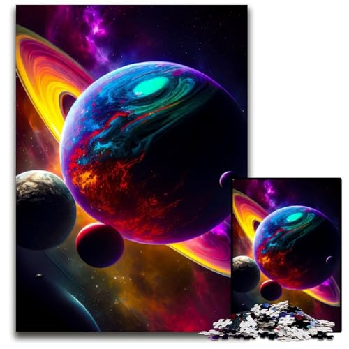 Jigsaw Planet Holzpuzzle mit 1000 Teilen für Erwachsene, Spiel für Erwachsene, Geschenk, interaktives Familienspiel, Gehirn-Herausforderung, Geschenk, 50x75cm von XHAXING