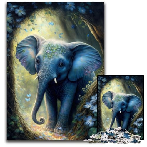 Kleines süßes Elefanten-Puzzle, 1000 Teile, Holzpuzzle für Erwachsene, Heimdekoration und Urlaubsspaß, 50x75cm Kleines süßes Elefanten-Puzzle, 1000 Teile, Holzpuzzle für Erwachsene, Heimdekoration und Urlaubsspaß, 50x75cm von XHAXING