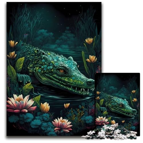 Krokodil-Puzzle, 1000 Teile, DIY-Dekoration, Denksportaufgabe, für Erwachsene, Familie, 26x38cm von XHAXING