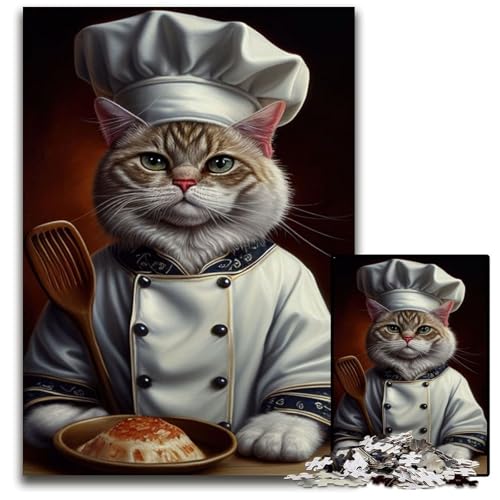 Lustiges Katzenkoch-Tierpuzzle 1000 Teile für Erwachsene Schwierige Puzzles für Erwachsene Herausforderndes Denkspiel - Entspannendes Spielzeug für Teenager 50x75CM/1968x2952inch von XHAXING