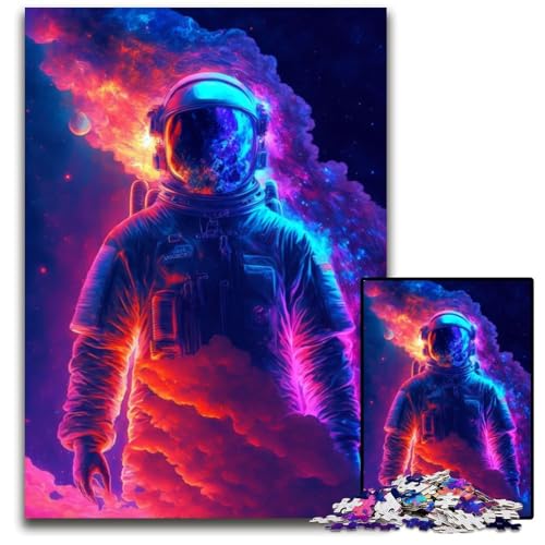 Neon-Astronauten-Puzzle 1000 Teile für Erwachsene Schwierige Puzzles für Erwachsene Herausforderndes Denkspiel - Entspannendes Spielzeug für Teenager 26x38cm von XHAXING