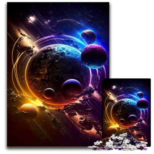 Neon Cosmic Voyage Puzzles 1000 Teile für Erwachsene Schwierige Puzzles für Erwachsene Herausforderndes Denkspiel - Entspannendes Spielzeug für Teenager 50x75CM/1968x2952inch von XHAXING