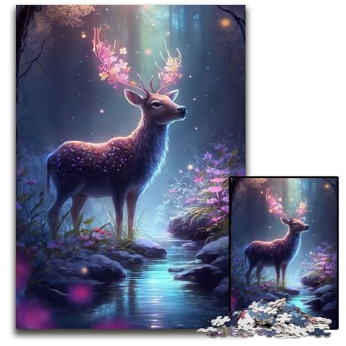 Niedliche Hirschblumen-Puzzles für 1000 Teile aus Holz, anspruchsvolles DIY-Denkspiel, perfektes Familienspiel oder dekoratives Geschenk, 50x75cm Niedliche Hirschblumen-Puzzles für 1000 Teile aus Holz, anspruchsvolles DIY-Denkspiel, perfektes Familienspiel oder dekoratives Geschenk, 50x75cm von XHAXING