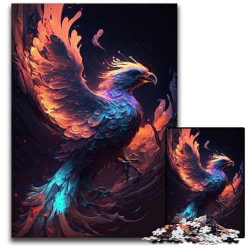 Phoenix Bird 1000-teiliges Puzzle, Holzpuzzle für Erwachsene, ideal für Teenager und Sammler, Reisegeschenk, Familienaktivität, 26 x 38 cm von XHAXING
