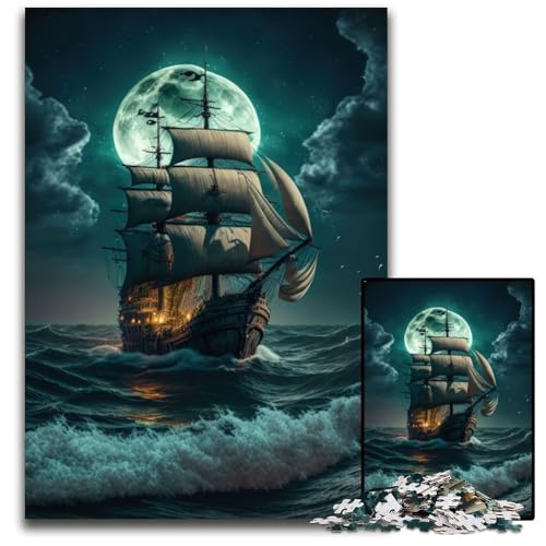 Piratenschiff-Puzzle, 1000 Teile, für Erwachsene, Puzzle, ideal für Familienspaß, Entspannung, 50x75cm von XHAXING