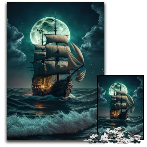 Piratenschiff-Puzzle 1000 Teile für Erwachsene, Puzzle perfekt für Teenager und Sammler, ideale Heimdekoration und Reisegeschenk, 26x38cm von XHAXING