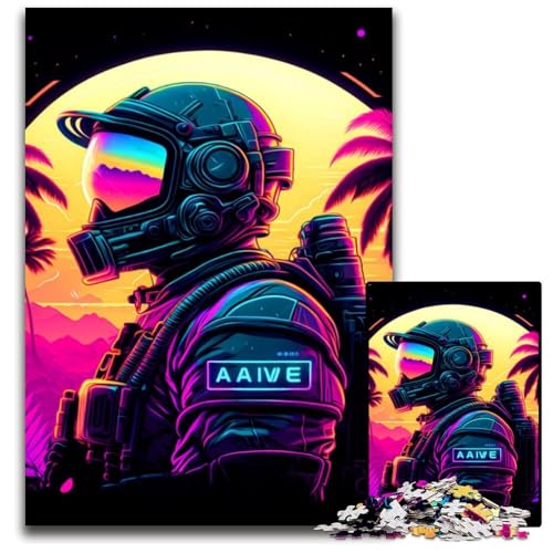 Punk Astronaut 1000-teiliges Puzzle für Erwachsene Herausforderndes DIY-Denkspiel, perfektes Familienspiel oder dekoratives Geschenk 26x38cm von XHAXING