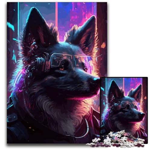Punk Husky Dog Puzzle für Erwachsene, 1000 Teile, anspruchsvolle Puzzles, Muttertag, Geburtstag, Weihnachten, 26x38cm von XHAXING
