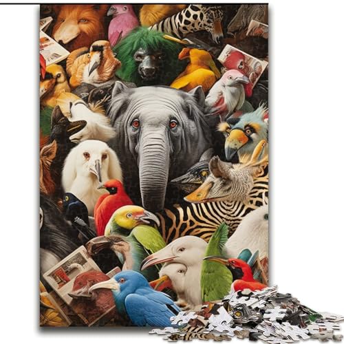 Puzzle 1000 Teile, Afrikanische Tiere, Puzzle aus Holz, Eltern, Partner, Freunde – Alter ab 10 Jahren, 1000 Teile(50x75cm) von XHAXING