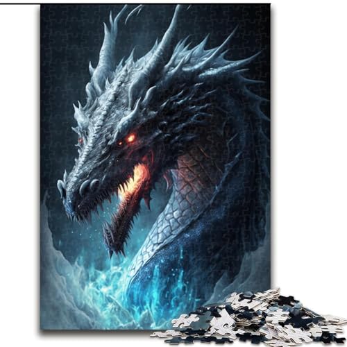 Puzzle 1000 Teile, Art Ice Dragon, Puzzle aus Pappe, interaktives Familienspiel, Heimdekoration zum Selbermachen, anspruchsvolles Denkspiel als Geschenk, 1000 Teile(26x38cm) von XHAXING