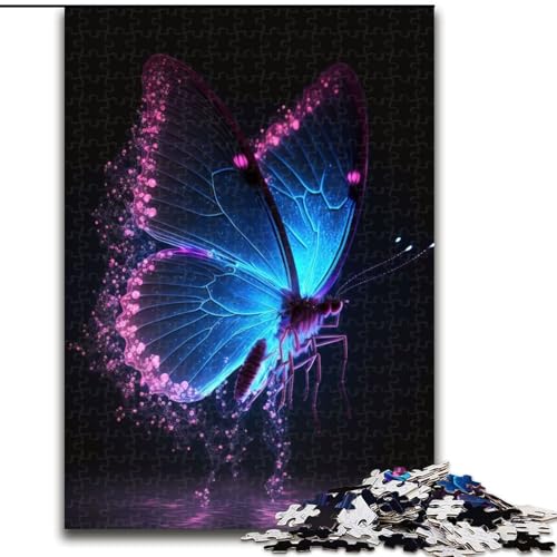 Puzzle 1000 Teile, Blaue Schmetterlinge, Puzzle aus Pappe, anspruchsvolles Denkspiel für Teenager, unterhaltsames interaktives Spiel für die ganze Familie, 1000 Teile(26x38cm) von XHAXING