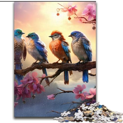 Puzzle 1000 Teile, Blumen- und Vogelpuzzle aus Holz, Eltern, Partner, Freunde – Alter ab 10 Jahren, 1000 Teile(50x75cm) von XHAXING