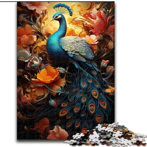 Puzzle 1000 Teile, Blumenpuzzle, einschließlich Pfauenpuzzle, aus Pappe, Eltern, Partner, Freunde – Alter ab 10 Jahren, 1000 Teile(26x38cm) von XHAXING