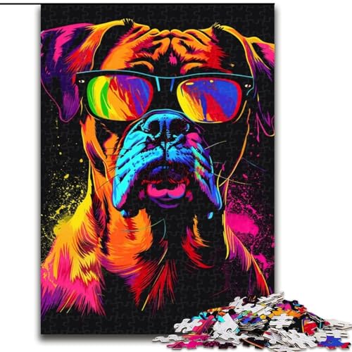 Puzzle 1000 Teile, Boxerrasse mit Sonnenbrille, Puzzle aus Holz, anspruchsvolles Denkspiel für Teenager, perfekt als Heimdekoration oder Geschenk, 1000 Teile(50x75cm) von XHAXING