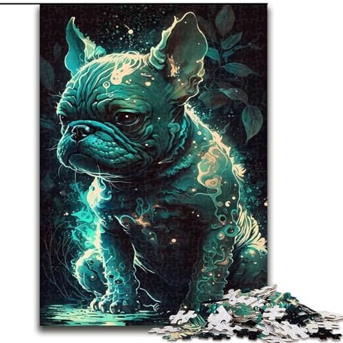 Puzzle 1000 Teile, Bulldogge, Hund, Fantasyland, Puzzle aus Pappe, anspruchsvolles Denkspiel für Teenager, unterhaltsames interaktives Spiel für die ganze Familie, 1000 Teile(26x38cm) von XHAXING