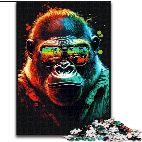 Puzzle 1000 Teile, Bunte Gorillas mit Brille, Puzzle aus Pappe, Denkspiel, interaktives Familienspiel, geeignet für Kinder ab 10 Jahren, 1000 Teile(26x38cm) von XHAXING