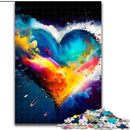 Puzzle 1000 Teile, Bunte Herz-Puzzles aus Holz, Weihnachten, Halloween, Ostern, Neujahr, 1000 Teile(50x75cm) von XHAXING