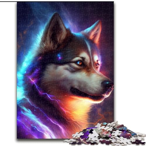 Puzzle 1000 Teile, Bunte Husky-Puzzles aus Pappe, Weihnachten, Halloween, Ostern, Neujahr, 1000 Teile(26x38cm) von XHAXING