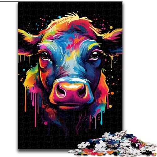 Puzzle 1000 Teile, Bunte Kuh-Puzzles aus Holz, Weihnachten, Halloween, Ostern, Neujahr, 1000 Teile(50x75cm) von XHAXING