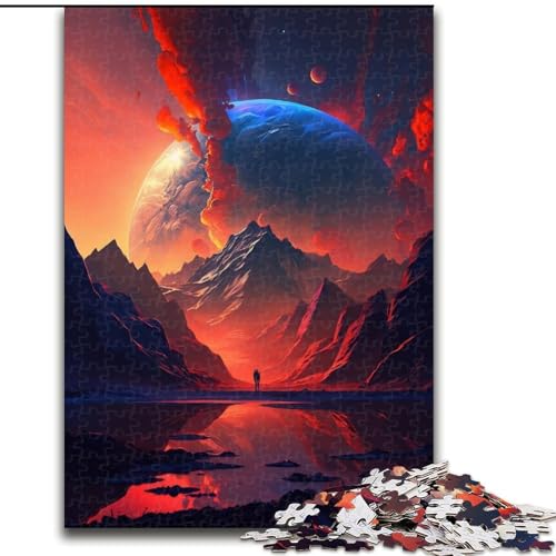 Puzzle 1000 Teile, Bunte Planetenberge, Puzzle aus Holz, Weihnachten, Halloween, Ostern, Neujahr, 1000 Teile(50x75cm) von XHAXING