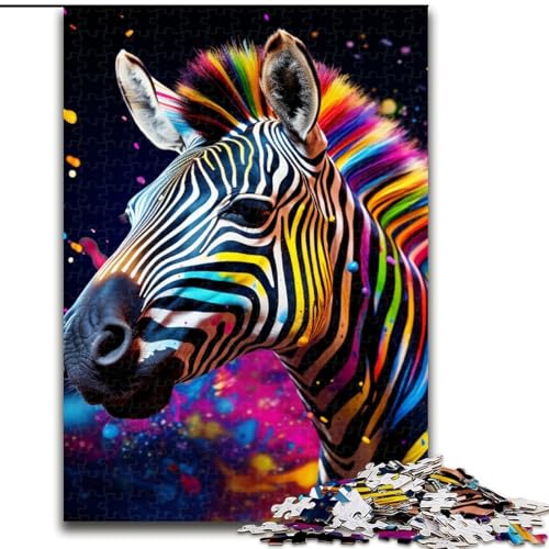 Puzzle 1000 Teile, Bunte Zebras, Puzzle aus Holz, Denkspiel, interaktives Familienspiel, geeignet für Kinder ab 10 Jahren, 1000 Teile(50x75cm) von XHAXING