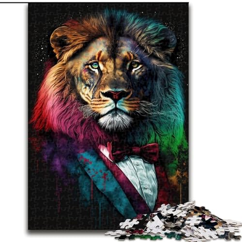 Puzzle 1000 Teile, Bunter Löwe mit Brille, Puzzle aus Holz, Eltern, Partner, Freunde – Alter ab 10 Jahren, 1000 Teile(50x75cm) von XHAXING