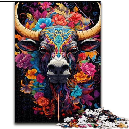 Puzzle 1000 Teile, Buntes Bullen-Puzzle aus Holz, Denkspiel, Interaktives Familienspiel, Geeignet für Kinder ab 10 Jahren, 1000 Teile(50x75cm) von XHAXING