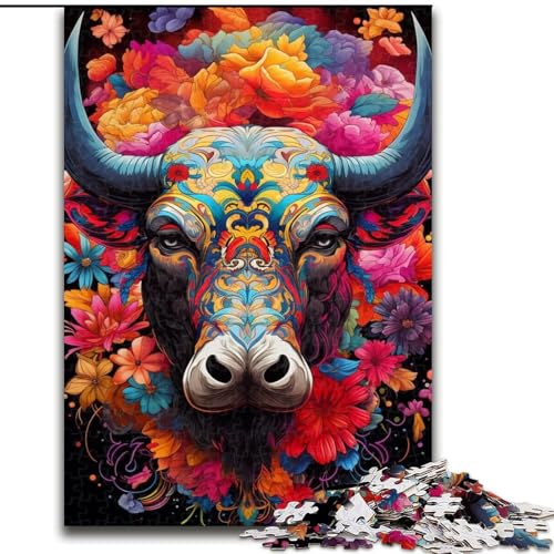 Puzzle 1000 Teile, Buntes Bullen-Puzzle aus Pappe, Denkspiel, interaktives Familienspiel, geeignet für Kinder ab 10 Jahren, 1000 Teile(26x38cm) von XHAXING
