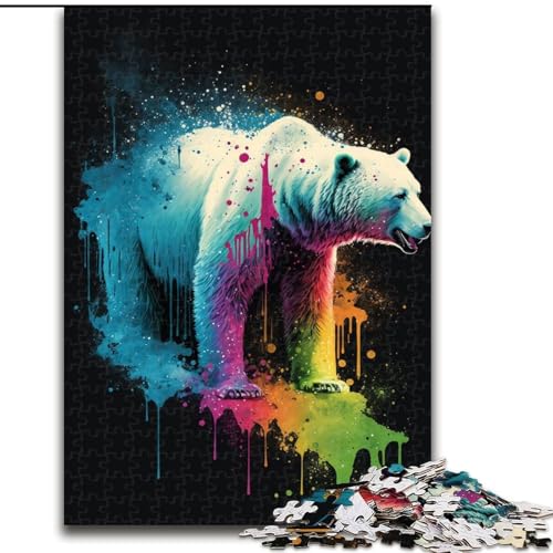 Puzzle 1000 Teile, Buntes Eisbären-Puzzle aus Holz, Eltern, Partner, Freunde – Alter ab 10 Jahren, 1000 Teile(50x75cm) von XHAXING