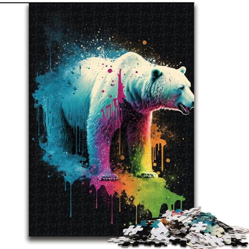 Puzzle 1000 Teile, Buntes Eisbären-Puzzle aus Pappe, Denkspiel, interaktives Familienspiel, geeignet für Kinder ab 10 Jahren, 1000 Teile(26x38cm) von XHAXING