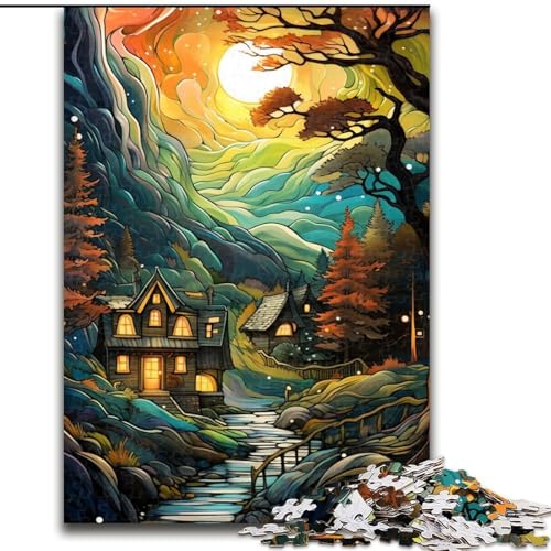 Puzzle 1000 Teile, Buntes Herbststraßen-Puzzle aus Pappe, Denkspiel, interaktives Familienspiel, geeignet für Kinder ab 10 Jahren, 1000 Teile(26x38cm) von XHAXING