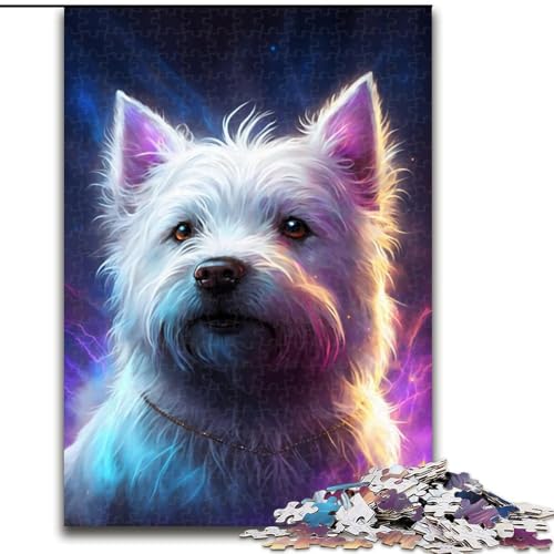 Puzzle 1000 Teile, Buntes West Highland Terrier-Puzzle aus Holz, anspruchsvolles Denkspiel für Teenager, unterhaltsames interaktives Spiel für die ganze Familie, 1000 Teile(50x75cm) von XHAXING