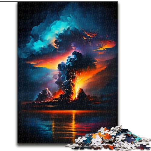 Puzzle 1000 Teile, Buntes psychedelisches Vulkan-Puzzle aus Holz, Eltern, Partner, Freunde – Alter ab 10 Jahren, 1000 Teile(50x75cm) von XHAXING