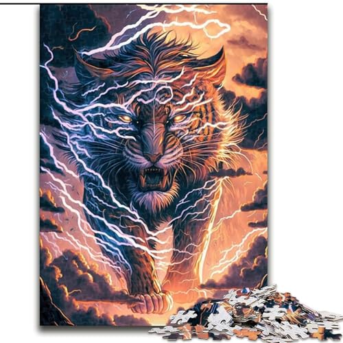 Puzzle 1000 Teile, Cosmic Fantasy Tiger Puzzle aus Pappe, Denkspiel, interaktives Familienspiel, geeignet für Kinder ab 10 Jahren, 1000 Teile(26x38cm) von XHAXING