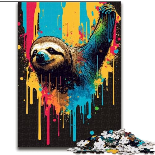 Puzzle 1000 Teile, Faultier, buntes Puzzle aus Holz, Eltern, Partner, Freunde – Alter ab 10 Jahren, 1000 Teile(50x75cm) von XHAXING
