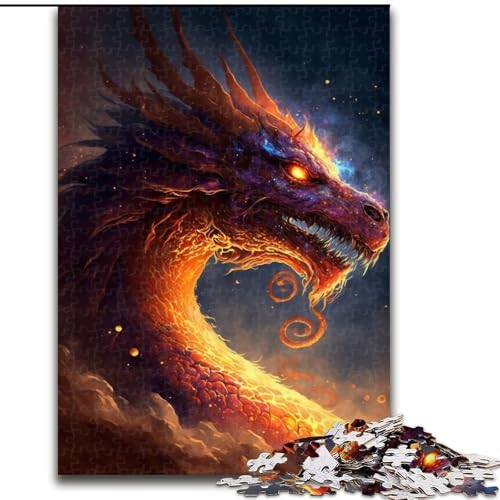 Puzzle 1000 Teile, Feuerdrache im Himmel, Puzzle aus Holz, entspannende Unterhaltung, Heimdekoration, 1000 Teile(50x75cm) von XHAXING